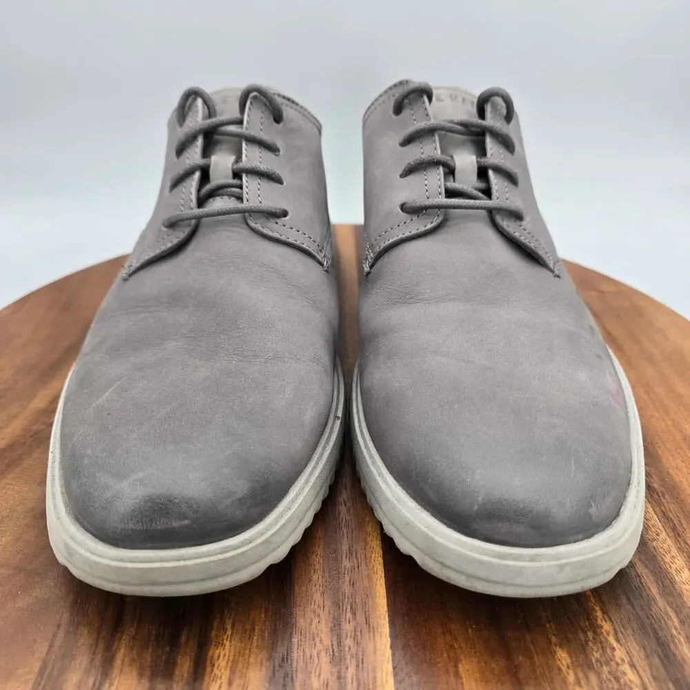 Cole Haan Shoes Mens 11 M Gray Leather Grand+ Plain Toe Lace Up Casual Oxfords